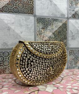 Bolsos de Resina de Piedra y Bolsos de Mano de Resina Kundan, Bolsos de Hombro de Diseño para Mujer, Verde Mármol, por f s international - Product Image 2