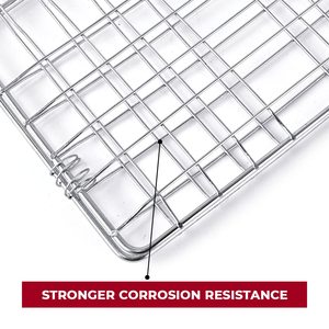 Mild Steel Portable Barbecue <b>BBQ</b> Grill Net Basket Roast Grilling <b>Tray</b> Plated with Wooden Handle for Barbecue, Roasting, Camping - Product Image 2