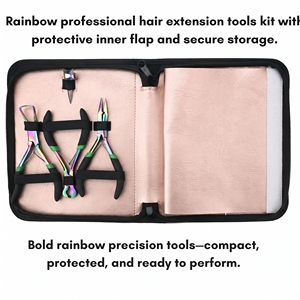 Juego completo de alicates para extensiones de cabello: Alicates de crimpado de microperlas, Alicates de cierre, Cortador de enlaces, Peine de cola, Tijeras de precisión para barbería - Product Image 3