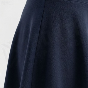 <b>Women</b> High Waist A-Line Mini <b>Skirt</b> Solid Color Casual Stretch Fabric <b>Navy</b> <b>Blue</b> - Product Image 5