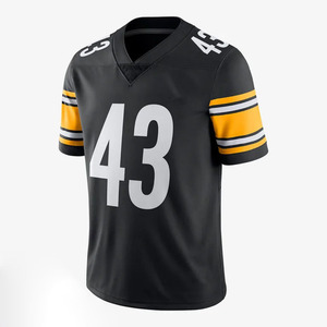 Camiseta Deportiva de Fútbol Americano Negra para Hombre, Número 43, Cuello en V, Manga Corta, Poliéster que Absorbe la Humedad - Product Image 1
