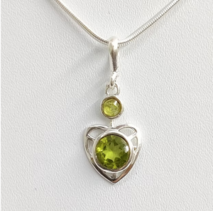 <b>Heart</b> Shape Peridot Pendant In 925 <b>Silver</b> Classic Solitaire Charm For Everyday Wear Jewelry - Product Image 3