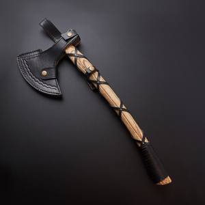 Hacha Vikinga de Acero de Damasco de Grado Industrial Hecha a Mano, Equilibrada con Precisión, Resistente, para Uso en Exteriores, con Funda de Cuero - Product Image 2