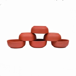 Contenedores de arcilla de terracota hechos a mano con tapas, Juego de 3 ollas de barro naturales, botes de cocina para productos secos - Product Image 3
