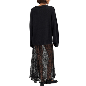 กระโปรงแม็กซี่ลูกไม้สีพื้นสำหรับผู้หญิง เอวธรรมชาติ ผ้าซีทรู แต่งระบาย สวยสง่า ทรงเอ ยาว ใส่สบายสำหรับฤดูร้อน รับผลิตแบบ OEM ODM ขายส่งตามสั่ง - Product Image 4