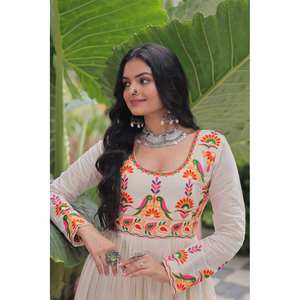 Navratri Special Beautiful <b>Evening</b> <b>Gown</b> with Multi-Thread Embroidery - Product Image 3