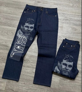Nouveau Jean en Denim SDL Délavé Respirant à Trous, Coupe Droite Décontractée, Taille Mi-Haute, Tricoté, pour Homme, Printemps-Hiver 2026 - Product Image 1