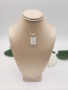 Radiant Cut Diamond White <b>Gold</b> <b>Pendant</b> Necklace Elegant Minimal Luxury Design with Modern Twist Setting Bridal Gift Jewelry - Product Image 4