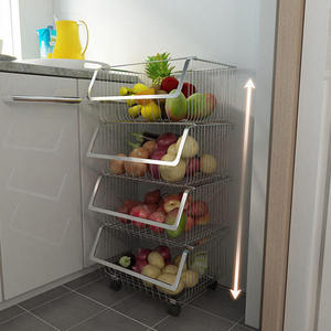 Panier de rangement en métal à 4 niveaux de haute qualité à prix avantageux pour la cuisine, conteneurs en maille polyvalents pour fruits et légumes - Product Image 5