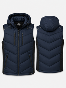 FLY HUMBLE SPORTSWEAR Chaleco con Capucha y Cuello Alto para Hombre, Otoño, con Bolsillos con Cremallera, Tejido de Lona Transpirable, Cortavientos, Casual - Product Image 1