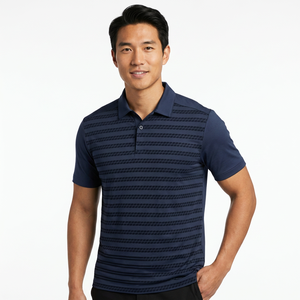 Polo à manches courtes rayé bleu marine pour homme, séchage rapide, tricoté, décontracté - Product Image 5