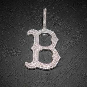 จี้เพชรโมอิสซาไนต์รูปตัวอักษร B เงินแท้ 925 ประดับเพชรแบบ Iced Out จี้อักษรย่อ สไตล์ฮิปฮอป เครื่องประดับอักษรตามสั่ง ของขวัญ - Product Image 1