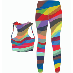 Ensemble de yoga et de fitness respirant et écologique pour femmes, grandes tailles, avec leggings et soutien-gorge, imprimés par sublimation personnalisés - Product Image 2