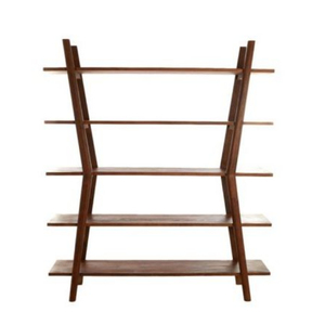 Modern Wooden <b>Ladder</b> Shelf Bookcase 5 <b>Shelves</b> Freestanding Backless Midcentury Design for Living Room Home Office - Product Image 1