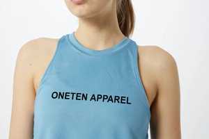 Oneten Apparel <b>Women</b> Crew Neck Sleeveless Workout <b>Tank</b> <b>Top</b> Letter Print Sporty <b>Knitted</b> Blue - Product Image 4
