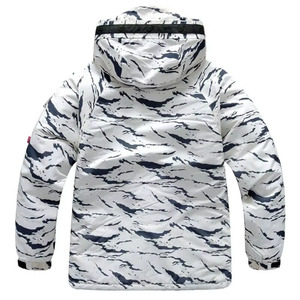 Chaqueta Impermeable Unisex para Esquí y Snowboard, Color Blanco Gris Carbón, Estampado de Rayas de Tigre, Forro Polar, Capucha, Abrigo de Invierno, Logotipo Personalizado - Product Image 4