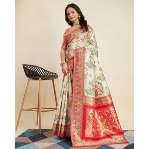 ผ้าไหมผ้าแจ็คการ์ดผ้าถักแจ็คการ์ดดีไซน์เนอร์กับเสื้อ unstitched ออกสีขาว - Product Image 1