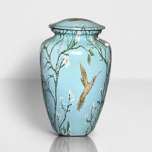 Urne funéraire en métal Colibri avec motif floral pour cendres, souvenir commémoratif et récipient pour hommage funéraire - Product Image 2