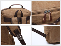 Sac à dos vintage écologique de qualité supérieure en toile cirée et cuir haut de gamme avec fermoirs géométriques pour l'école et les activités de plein air 20-39L