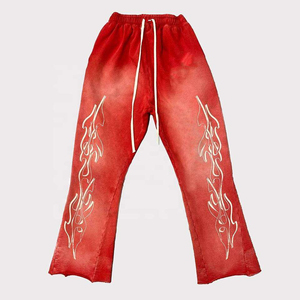 Pantalon évasé en coton éponge pour homme, délavé au soleil, effet délavé à l'acide, avec cordon de serrage - Product Image 6