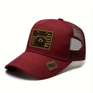 Unisex Raccoon Leather Patch American Flag Trucker <b>Hat</b> Breathable Mesh Back Baseball <b>Cap</b> Outdoor Hunting Sun Shade - Product Image 3