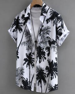 Camisa de Hombre de Manga Corta con Cuello Camisero y Estampado Digital de Palmeras - Product Image 5