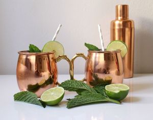Copper Moscow mule mug set for stylish celebration beverage nights hammered finish metal <b>cups</b> durable <b>reusable</b> party mugs - Product Image 4