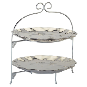 Soporte de 2 Niveles para Cupcakes, Bandeja de Exhibición de Postres, Diseño Elegante, Suministros para Fiestas, Bodas, Cumpleaños, Exhibición de Bocadillos - Product Image 3