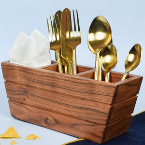 ที่ใส่ช้อนส้อมไม้ตกแต่งภายในบ้าน ดีไซน์สวยงาม ทำด้วยมือ สำหรับจัดระเบียบอุปกรณ์บนโต๊ะอาหาร ช้อน ส้อม มีด - Product Image 1