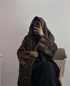 Premium Formal Solid Pashmina Abaya <b>Set</b> Matching Shawl | Winter-Weight Ankle-Length Long Sleeve <b>Modest</b> Gown | Elegant - Product Image 5