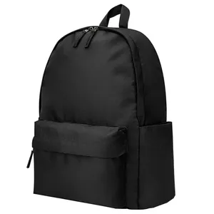 Black Oxford Student Backpack Softback School <b>Bag</b> with Zipper Closure Adjustable Shoulder Straps Multi Pocket - Product Image 3