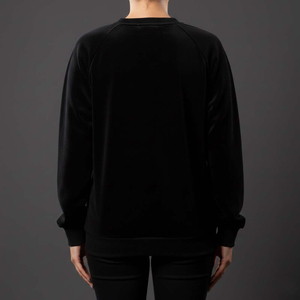 Custom Y2K Luxe Women Black <b>Velour</b> <b>Sweatshirt</b> Rhinestone Crystal Logo Pullover Heavyweight Streetwear Crewneck Winter 100% - Product Image 4
