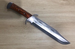 Cuchillo para exteriores con hoja de acero D2, mango de madera y funda de cuero, cuchillo personalizado - Product Image 2