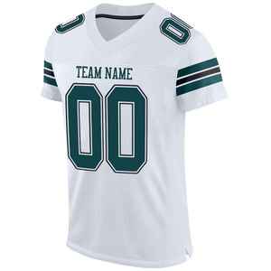 Maillot de football américain blanc personnalisé entièrement imprimé, col en V, manches courtes, pour homme adulte, respirant, en polyester, uniforme d'équipe, impression numérique - Product Image 1