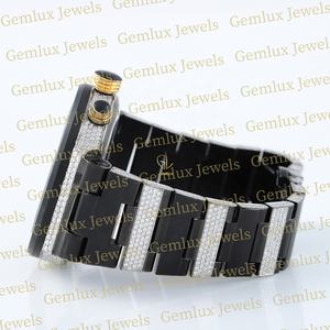 Luxury Wear Pass Diamond Tester Cronógrafo Movimiento automático D VVS Iced Out Dial Moissanite Diamond Hip Hop Reloj para hombres - Product Image 3