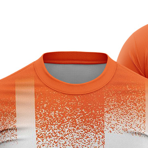 Custom Sublimated <b>Soccer</b> Jersey Men Orange Blue Gradient Crew Neck Short Sleeve Moisture Wicking Lightweight Color Blocked - Product Image 2