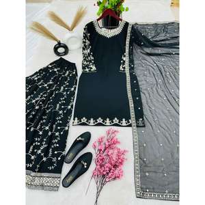 Robes Sharara de soirée de créateur avec broderie lourde pour femmes par Fabzone - Product Image 5