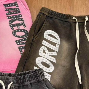 Hot Selling Mens Cotton Acid Wash Shorts Raw Hem French <b>Terry</b> Jogger Sweat Shorts Vintage Breathable Antibacterial <b>Bulk</b> Supply - Product Image 4