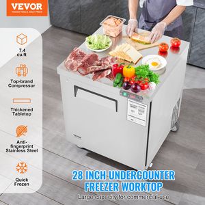 28 \ "attrezzatura di refrigerazione in acciaio inossidabile da cucina commerciale 7.4 Cu. Ft. Tavolo di preparazione per insalata di Sandwich congelato 1 frigorifero - Product Image 2
