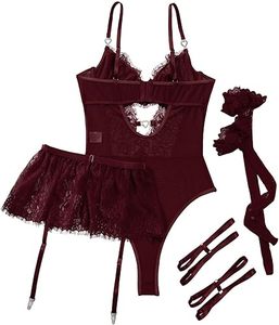 <b>Sexy</b> Solid Woman Lingerie Teddy Bodysuit Skirt <b>Set</b> - Product Image 5