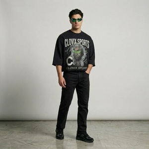 T-shirt surdimensionné personnalisé CLOVIX SPORTS pour homme, style streetwear, coton délavé vintage, coupe ample, mode hip-hop, vente en gros - Product Image 6