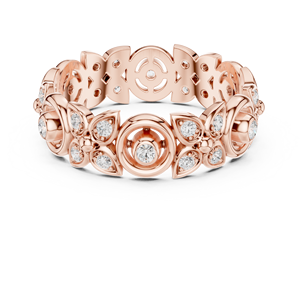 Anillo floral de oro rosa para mujer, anillo de boda con flor de cristal, regalo de joyería de moda de lujo para aniversario - Product Image 2
