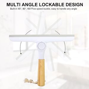 Tergivetro grigio da 9,5 pollici con manico in legno, strumento manuale per la pulizia di porte in vetro, parabrezza auto e porte doccia - Product Image 4