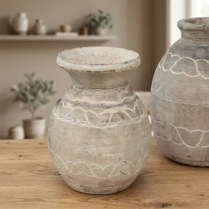 Maceta Colgante de Madera Vintage, Florero Decorativo Tallado a Mano para Hogar, Jardín, Sala de Estar, Entrada - Product Image 4