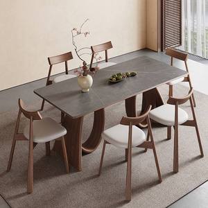 Table à manger rectangulaire contemporaine Daystar Trade en bois massif avec base en piédestal incurvé, plateau en marbre, 4 places, pour la maison ou le restaurant - Product Image 4