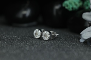Round Cluster Moissanite Stud <b>Earrings</b> 925 Sterling Silver | Diamond Look Screw <b>Back</b> <b>Earrings</b> for Women - Product Image 5