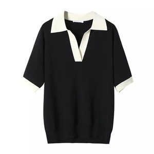 Polo à manches courtes pour femme, couleur unie, décontracté, en piqué tricoté, 100% coton, coupe classique, production Harry Johnson - Product Image 3
