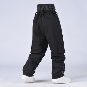 Unisex <b>Light</b> Blue Cargo Snowboard Pants Waterproof 100% Polyester Drawstring Waist Color Blocked Adult Size - Product Image 6