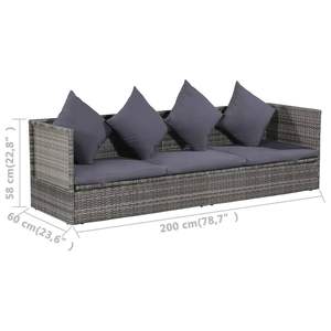 78.7 grigio "x 23.6" letto Patio in Poly Rattan lettino - Product Image 5