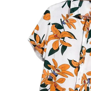 เสื้อเชิ้ตผู้ชายลายดอกไม้ ผ้าฝ้ายระบายอากาศ พิมพ์ลายดอกชบา สวมใส่สบายๆ สำหรับวันหยุด ขายส่งจากโรงงาน - Product Image 4